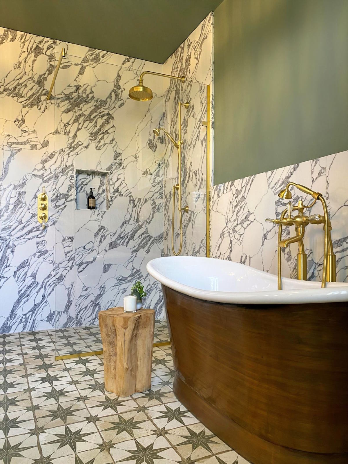 free standing bateau style bath