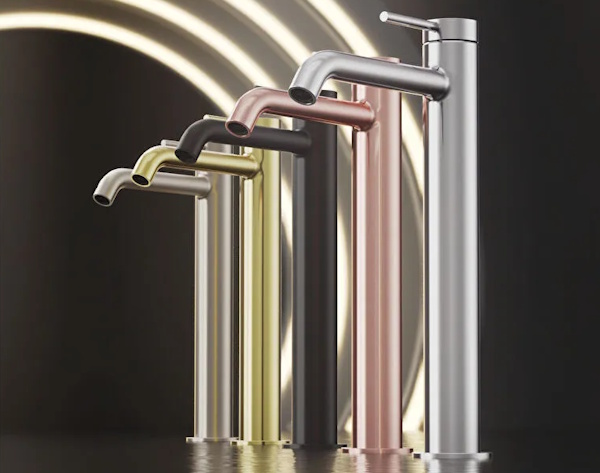 Two distinctive styleVitra minimax round mixer taps, tall