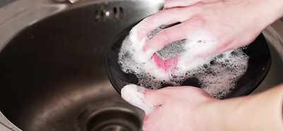 cleaning the sink