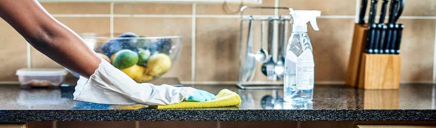 cleaning a worktop